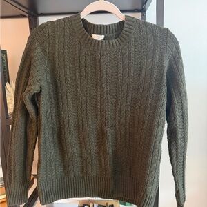 J. Crew Cable Knit Crewneck Sweater - Dark Green